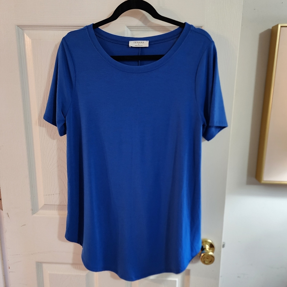 Zenana ☆ Vibrant Blue Short Sleeve Tee. NWOT
